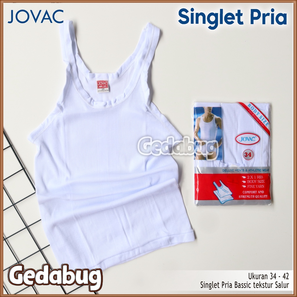 Singlet Pria Dewasa Remaja JOVAC | Kaos dalam Cowok Classic teksture Salur | Gedabug