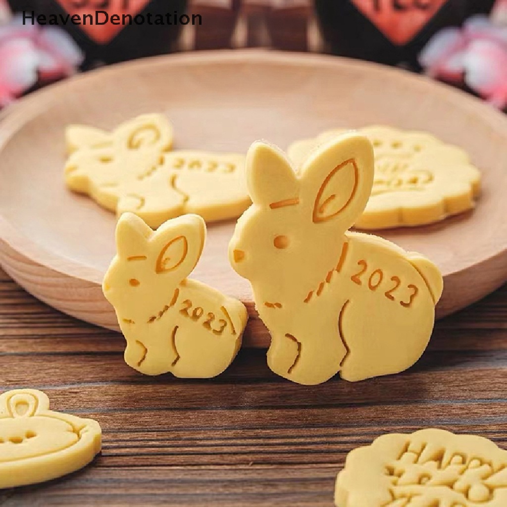 [HeavenDenotation] Cetakan Biskuit Kelinci Happy New Year 2023motif Kartun Hewan Mini Cookie Fondant Cutti HDV