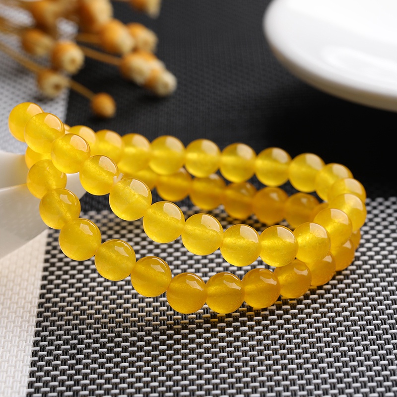 Gelang Natural Yellow Jade Crystal Bracelets Stone