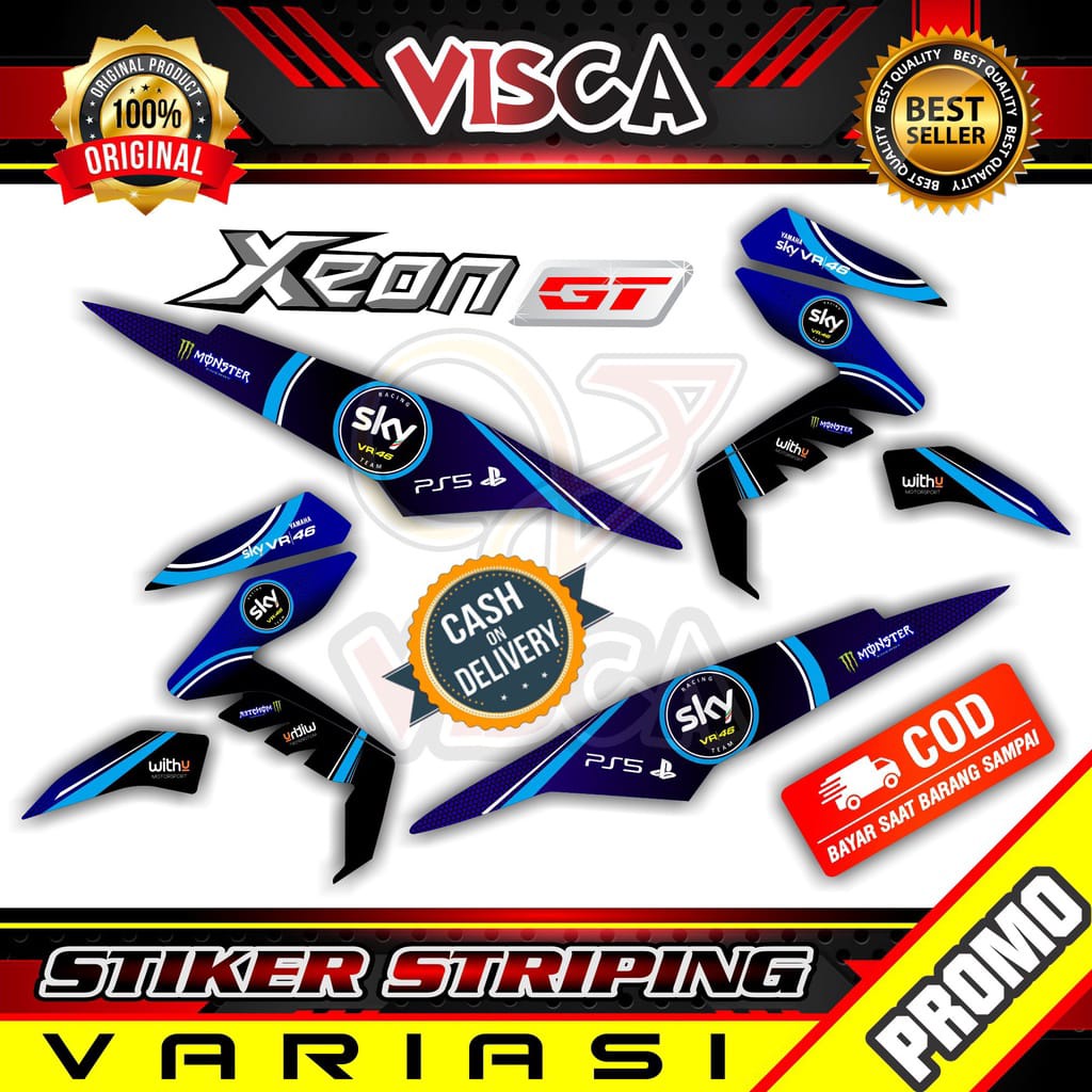 COD / Bayar Ditempat Striping Lis Xeon Gt Stiker Motor Yamaha Xeon Gt Striping Hologram Xeon Sky