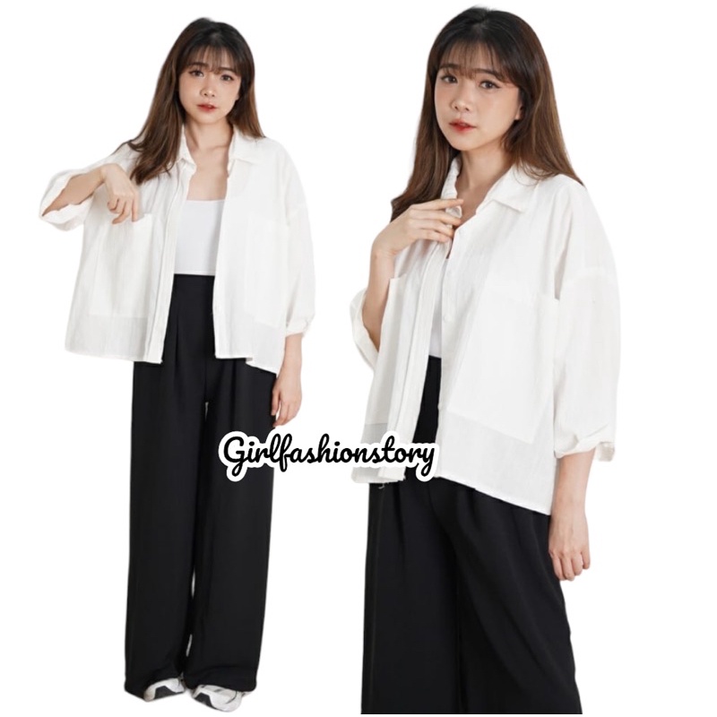 GFS MOSHIE LINEN CRINCLE OVERSIZE SHIRT