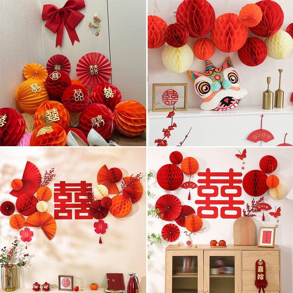 R-FLOWER 5 Pcs Chinese Paper Lantern Aksesoris Hadiah Perlengkapan Gift Craft Honeycomb Balls