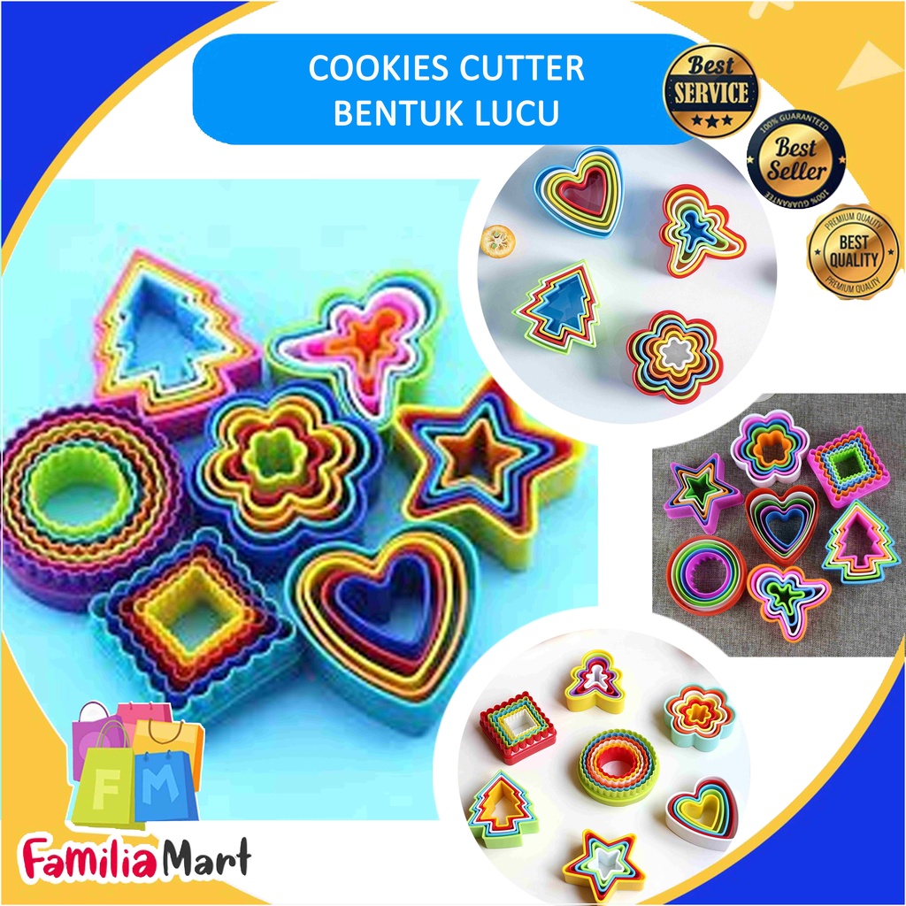 CETAKAN KUE COOKIE CUTTER 5 SIZE PLASTIK CETAKAN BULAT LOVE BINTANG BUNGA ORANG XMAS TREE ORANG HATI