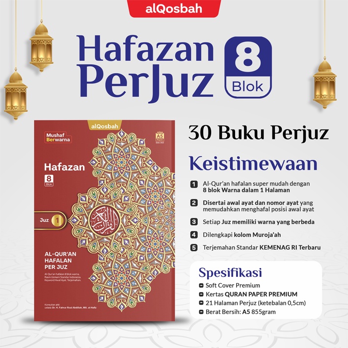 Al-Quran Hafalan Per Juz : HAFAZAN BLOK 8 TERJEMAH &amp; TAJWID Uk. A5 | Bonus TAS &amp; TASBIH