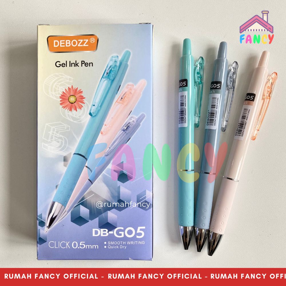 

Dck [GROSIR] 1 LUSIN isi 12 PCS Pulpen HITAM/Bolpen/Ballpoint/Gel/Click Debozz DB-G05 0.5 mm / G07