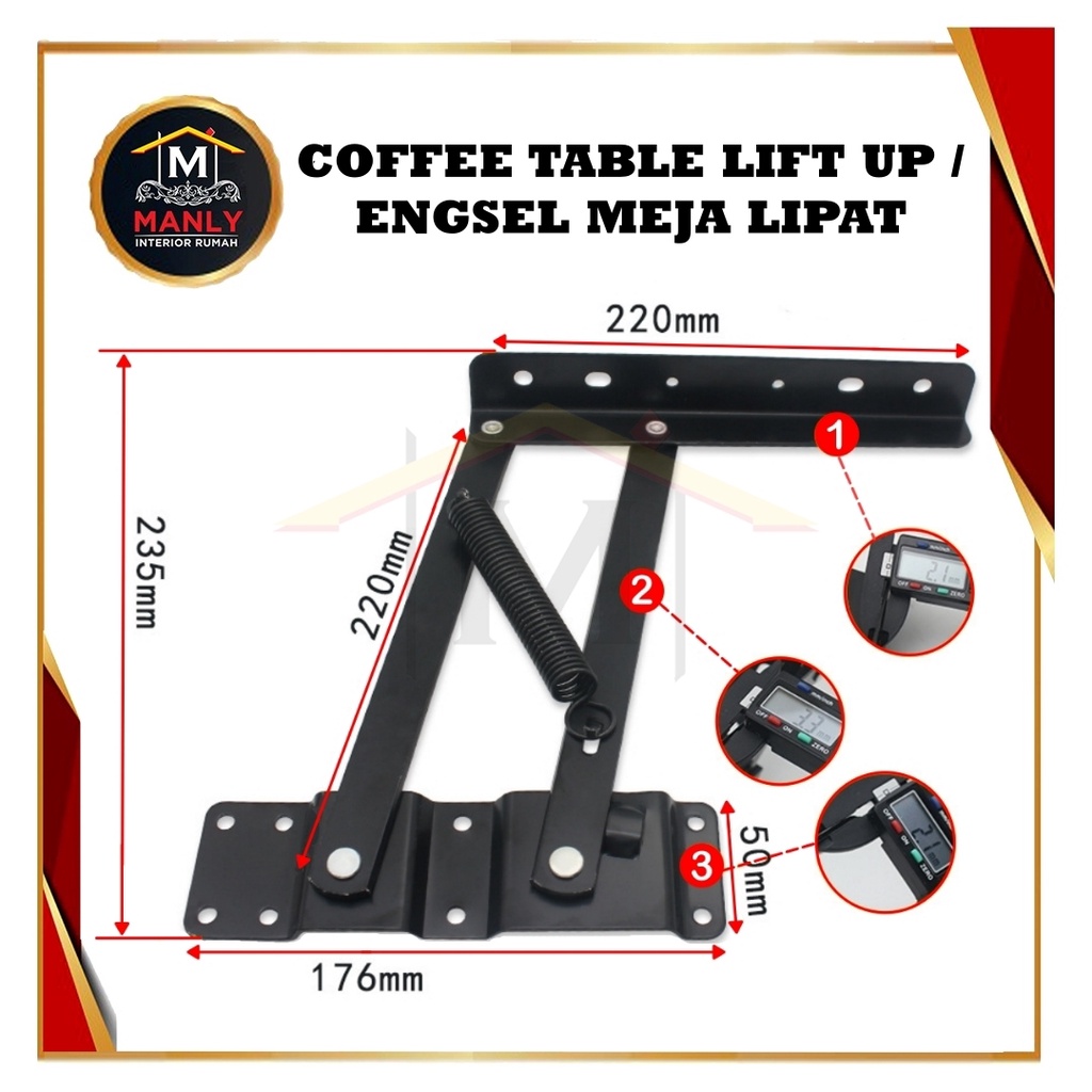 Engsel Hidrolik Extention Meja Lipat Lift Up &amp; Down  Coffee Table  Engsel  Naik Turun