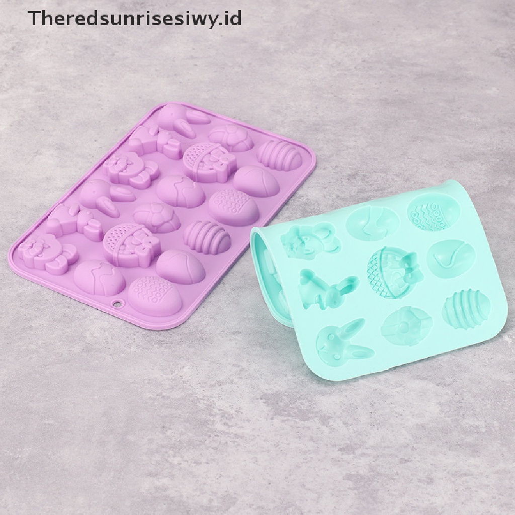 # Baju Lebaran # Easter Silicone Mold Rabbit Cetakan Kue Coklat Telur Berwarna Dekorasi Liburan Alat Baking Cetakan Sabun Manual Chocolates Mold~