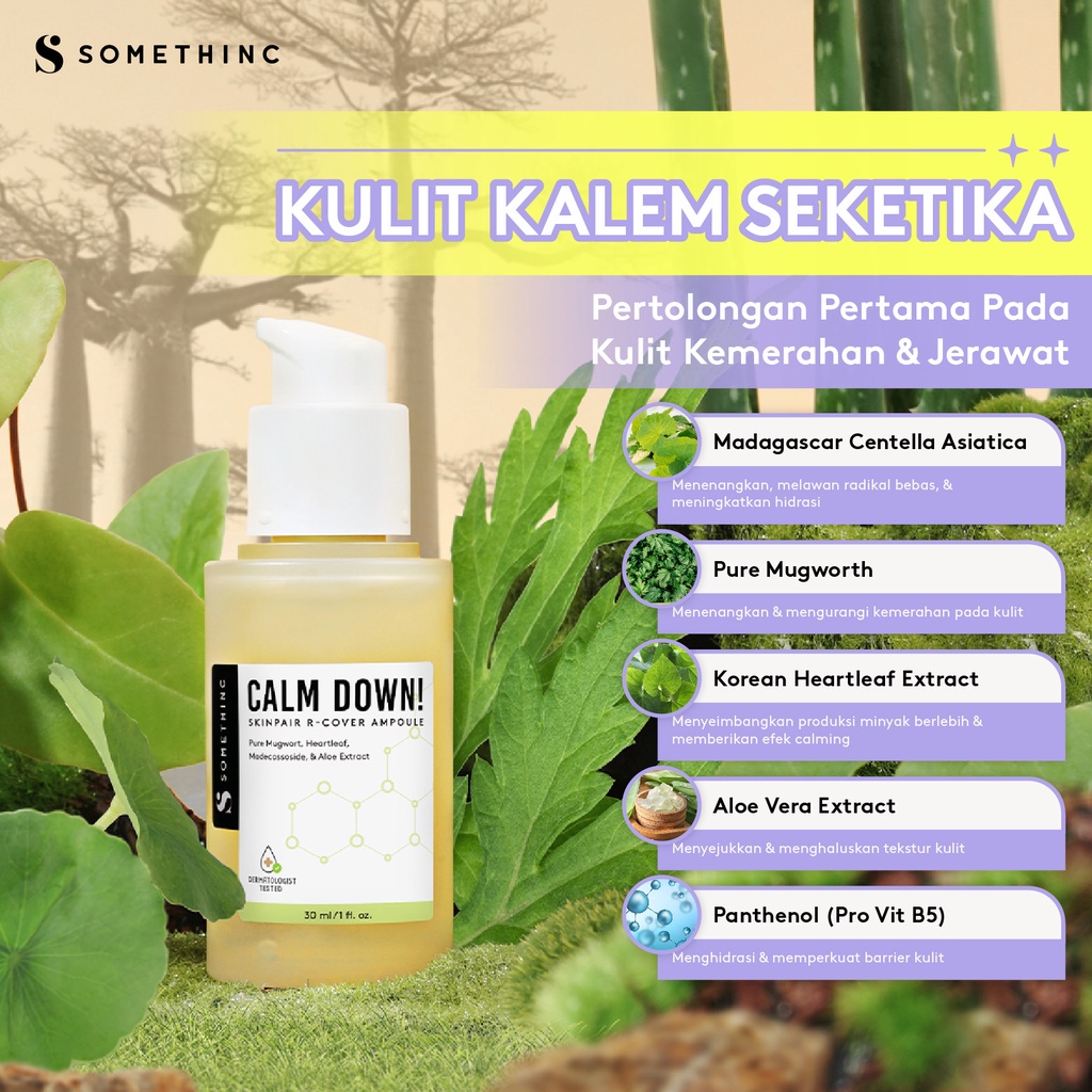 SOMETHINC Calm Down! PHA 3% Everyday Skinpair R-Cover Toner Ampoule Cream Bubble Cleanser Serum Menenangkan &amp; Mencerahkan kulit Calm Down Han So Hee