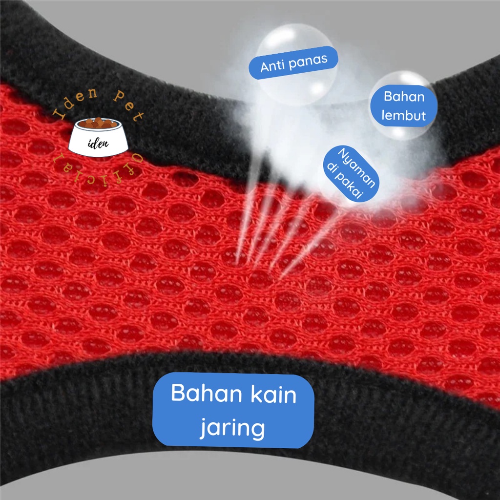 Harness Kucing Tali Tuntun Rompi Anjing Kecil Hernes Anti Panas Cat Dog Harnes