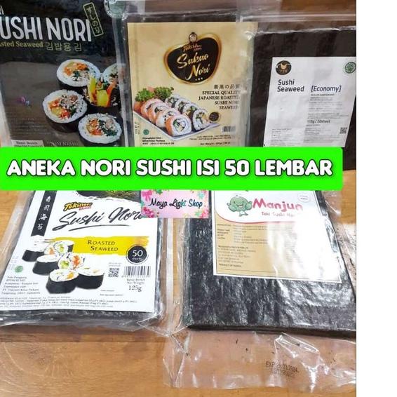 

♤ Nori sushi 50 lembar halal tokinori manjun sakao rumput laut sushi kering dry seaweed murah dried seaweed ➹