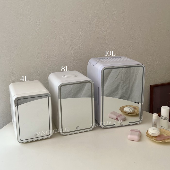 Terlaris Skincare Mini Fridge / Kulkas Kosmetik Mini - Mirror Led 8L Dan 10L