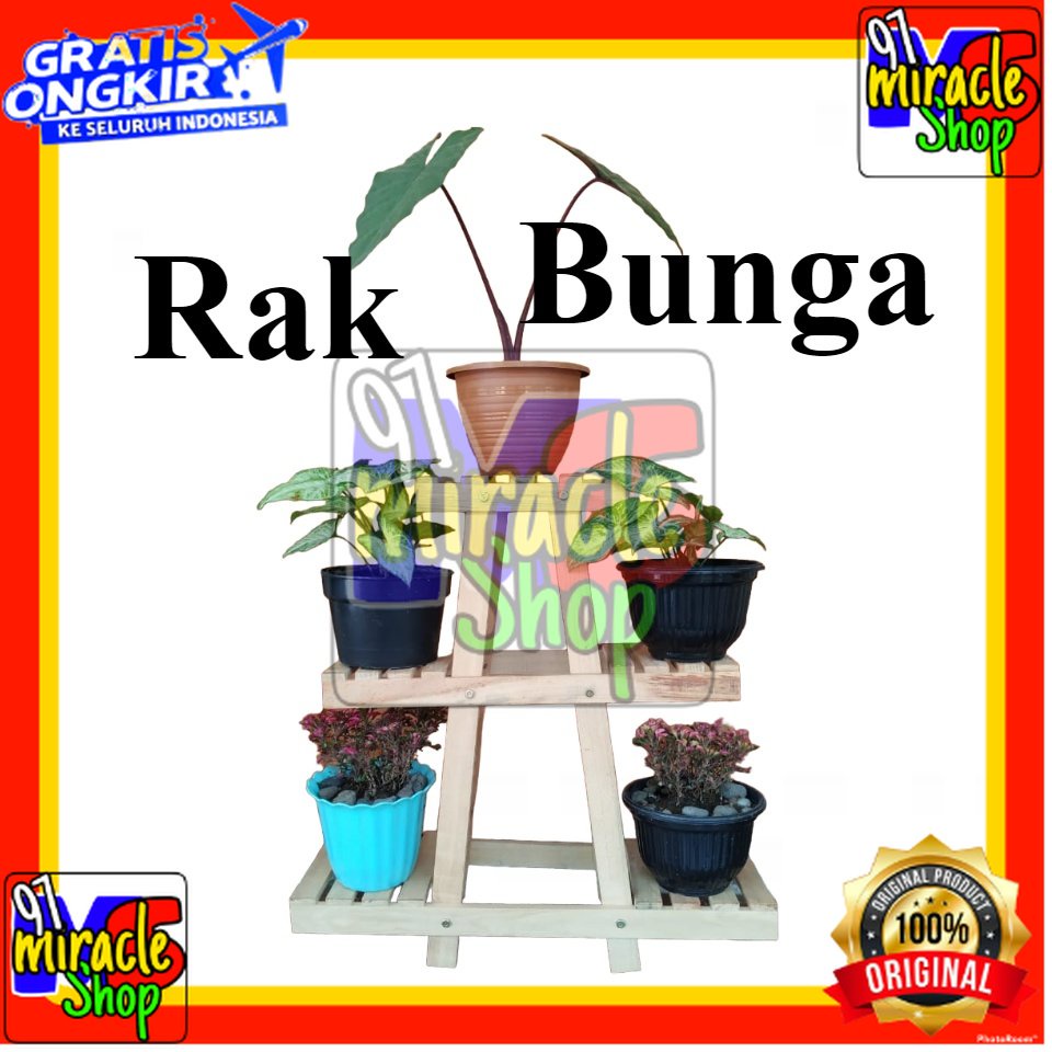 Rak bunga minimalis dari kayu halus murah, tempat pot bunga di luar maupun dalam ruangan