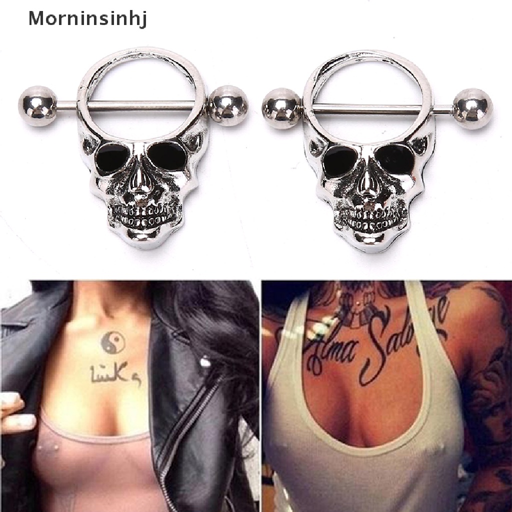 Mornin Skull Bars Nipple Ring Bar Stainless Steel Barbel Tubuh Payudara Perhiasan id