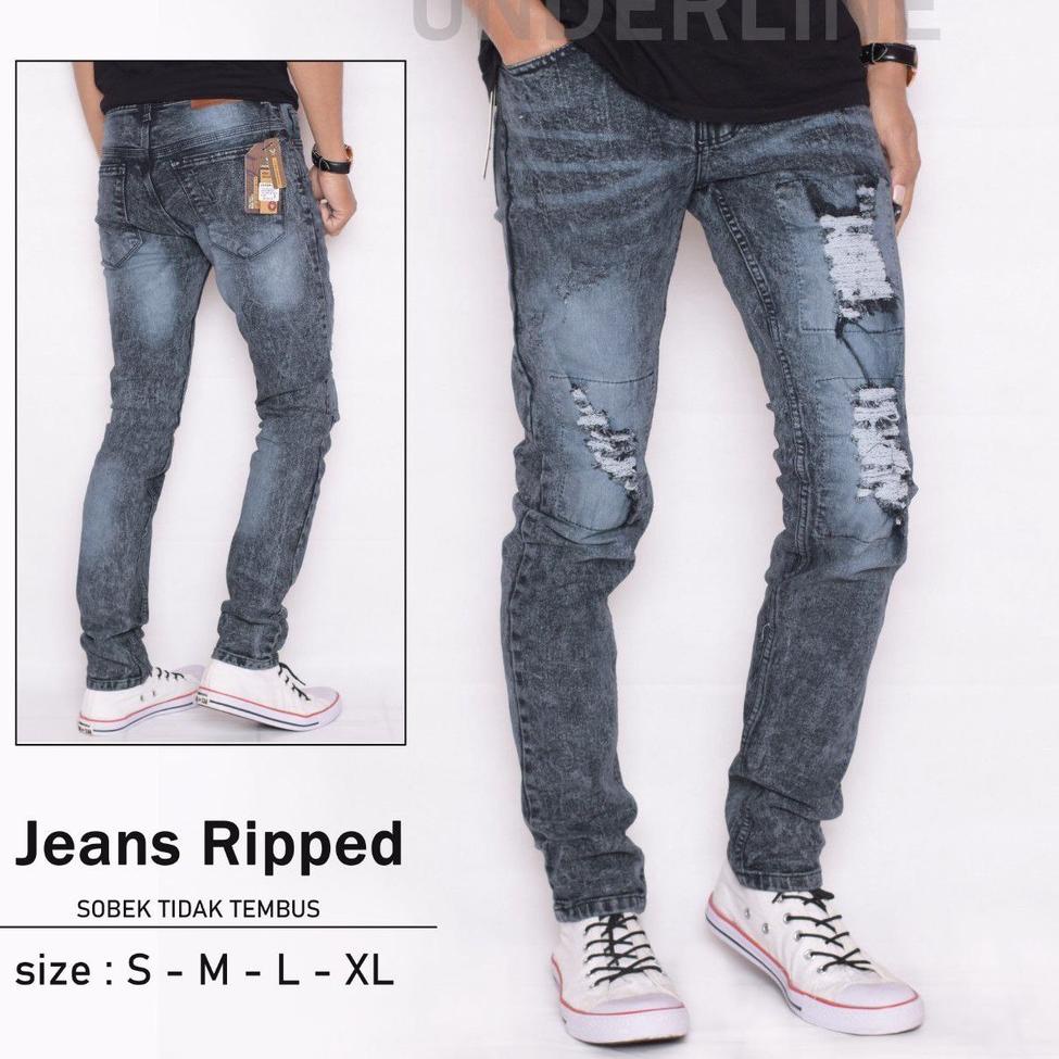 SALE Celana Levis Ripped Jeans - S, M, L, XL - Dark Grey, Snow Grey - Distro Ripped Panjang Jeans Ro