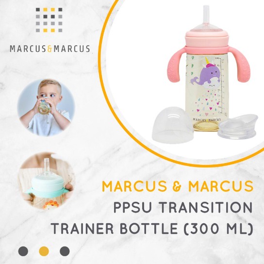 Marcus &amp; Marcus | PPSU Transition Trainer Bottle 300ml | Whale Pink