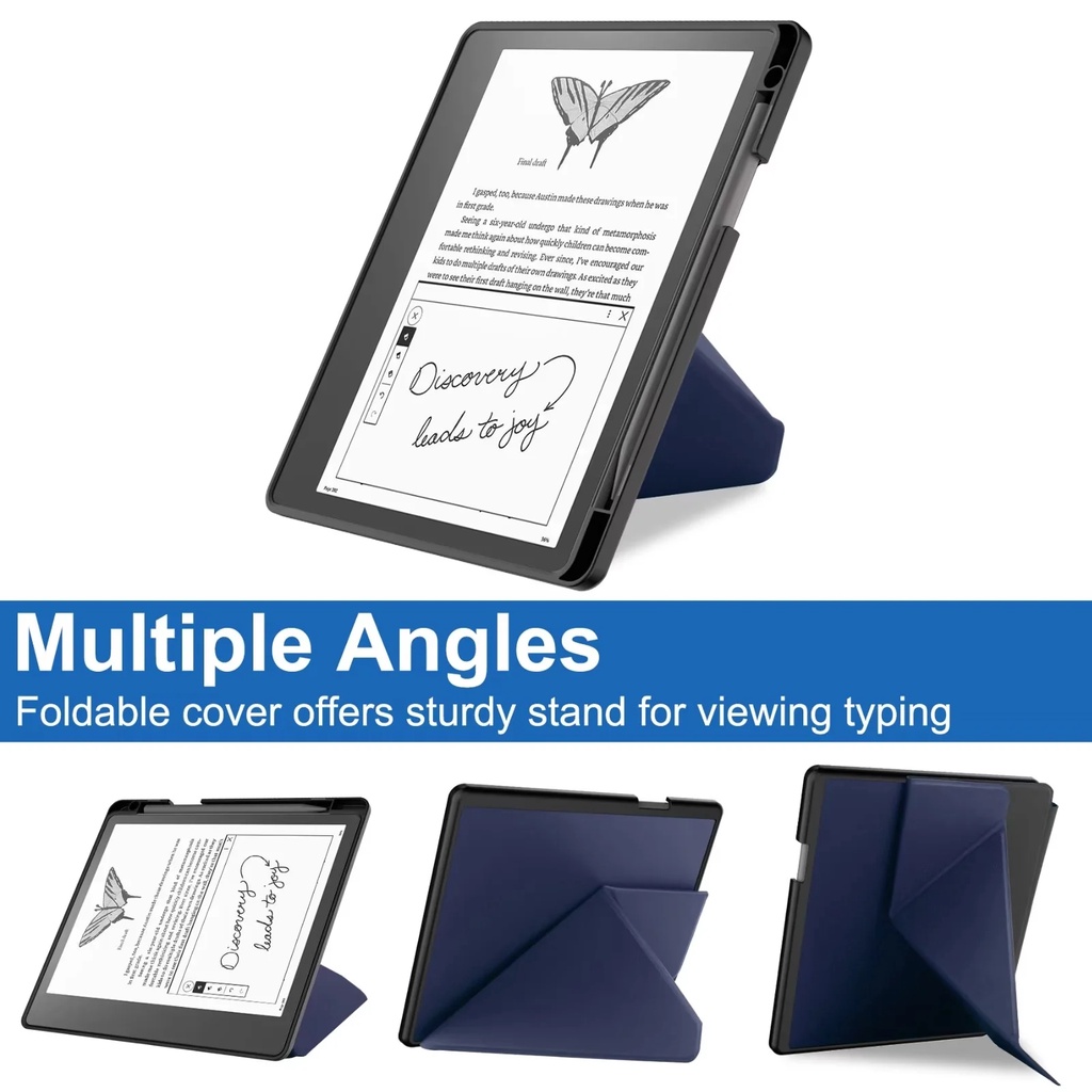 [Tidur/Bangun] All-new 2023 Kindle Scribe Case 10.2-inci e-Book Readers Fashion Warna Solid TPU Transformer Flip Stand eReader Penutup Pelindung Kulit Dengan Slot Pulpen