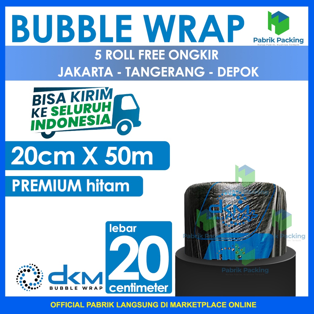 

Bubble Wrap Hitam 20CM X 50M Tebal Plastik Bubblewrap Roll