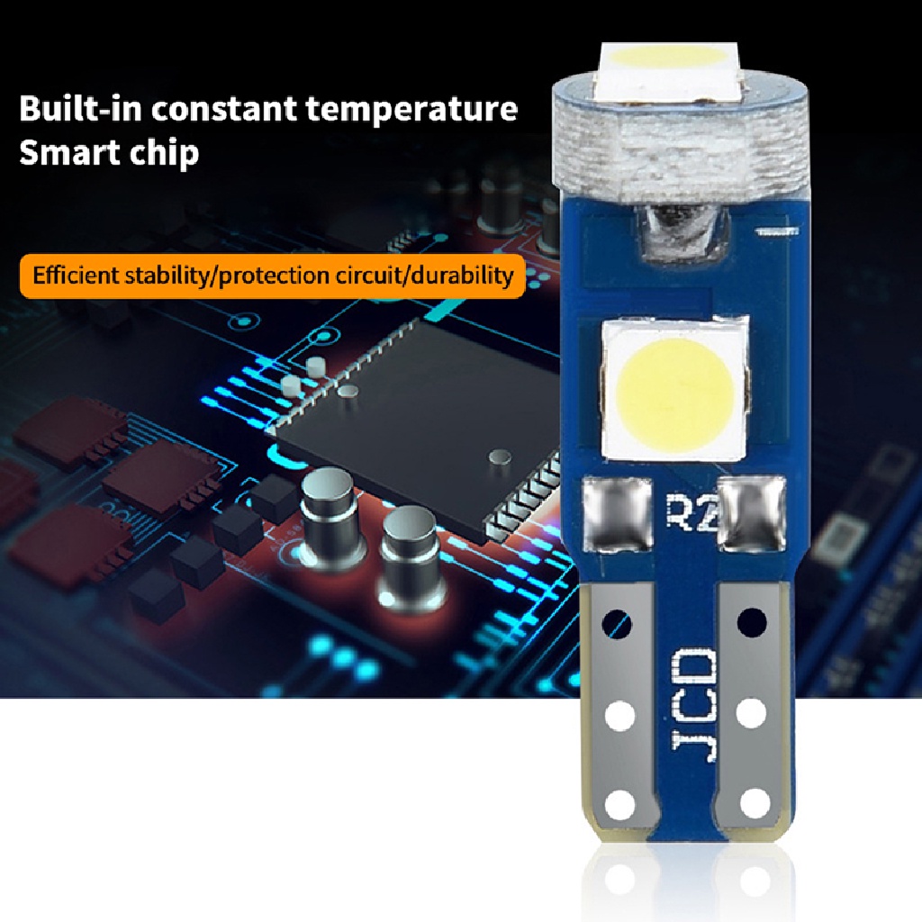 Sho 10Pcs T5 Bohlam Led Mobil Instrumen W3W W1.2W 3030putih Lampu Led Dashboard Lampu Penghangat Indikator Wedge Lampu Interior Mobil N