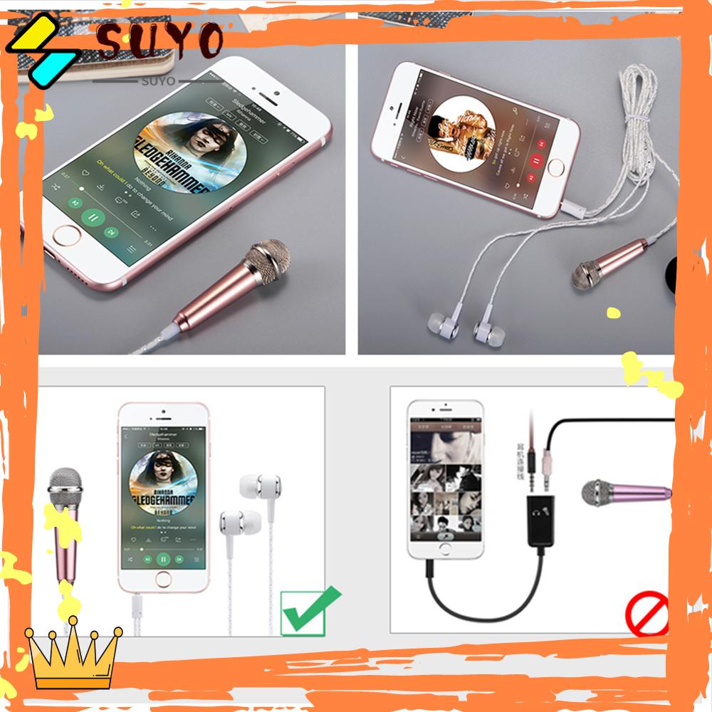 Suyo Mikrofon Mini Portable Notebook 3.5mm Dengan Headphone
