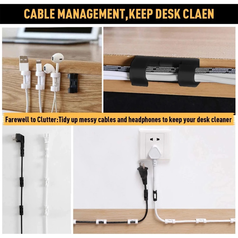 [Harga Grosir] Self-Adhesive Cable Cords Organizer USB Charging Cable Management Winder Clip Desk Top Tidye Cable Line Holders Manajer Kawat Dinding Serbaguna