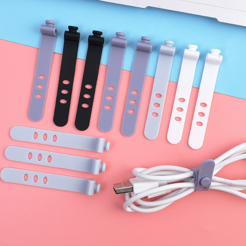 1/5pcs Klip Tali Kabel Silikon/Kawat Organizer Kabel Data Reusable 3lubang Line Cord Winder Headphone Holder