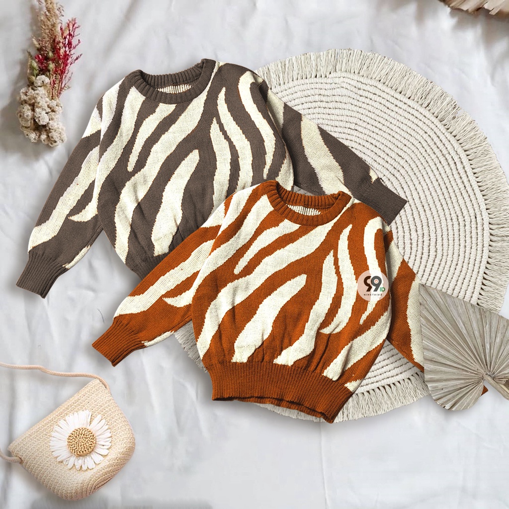 SWEATER RAJUT ANAK PEREMPUAN ARABELE BLOUSE MOTIF ZEBRA 1-6TH