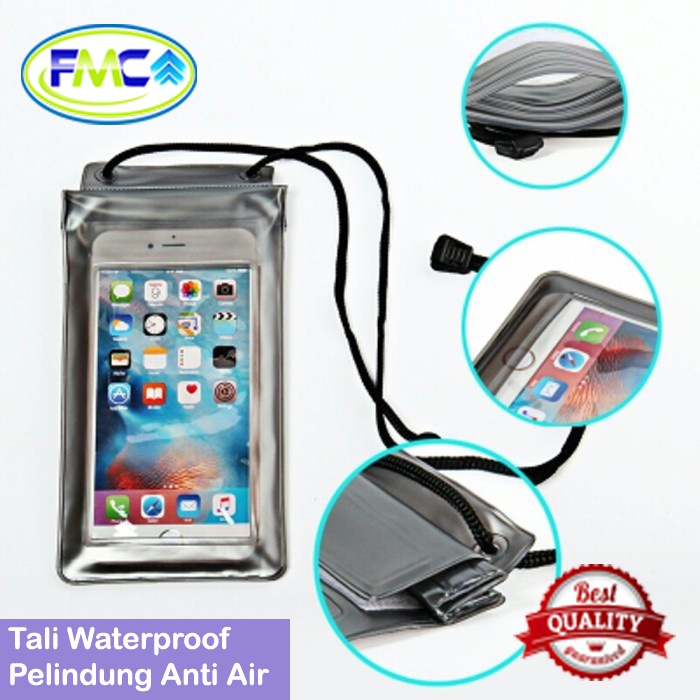 Gantungan Hp Tali Pelindung Anti Air Hujan Pouch Waterproof Case Sarung Bening Aksesoris Handphone