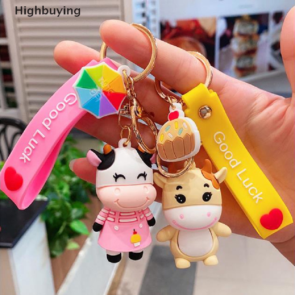 Hbid Boneka Sapi Lucu Gantungan Kunci Hadiah Pecinta Mobil Gadis Tas Liontin Aksesoris Keyring Glory