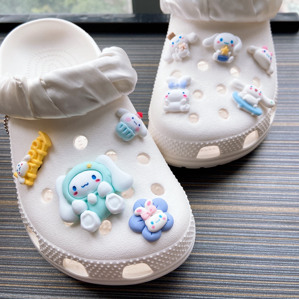 @shinydiy 9 pcs Sanrio Cinnamon Crocs Jibbitz Shoes Charm Sandal Aksesoris Sepatu Hias【asesoris wanita｜crocs jibbitz】