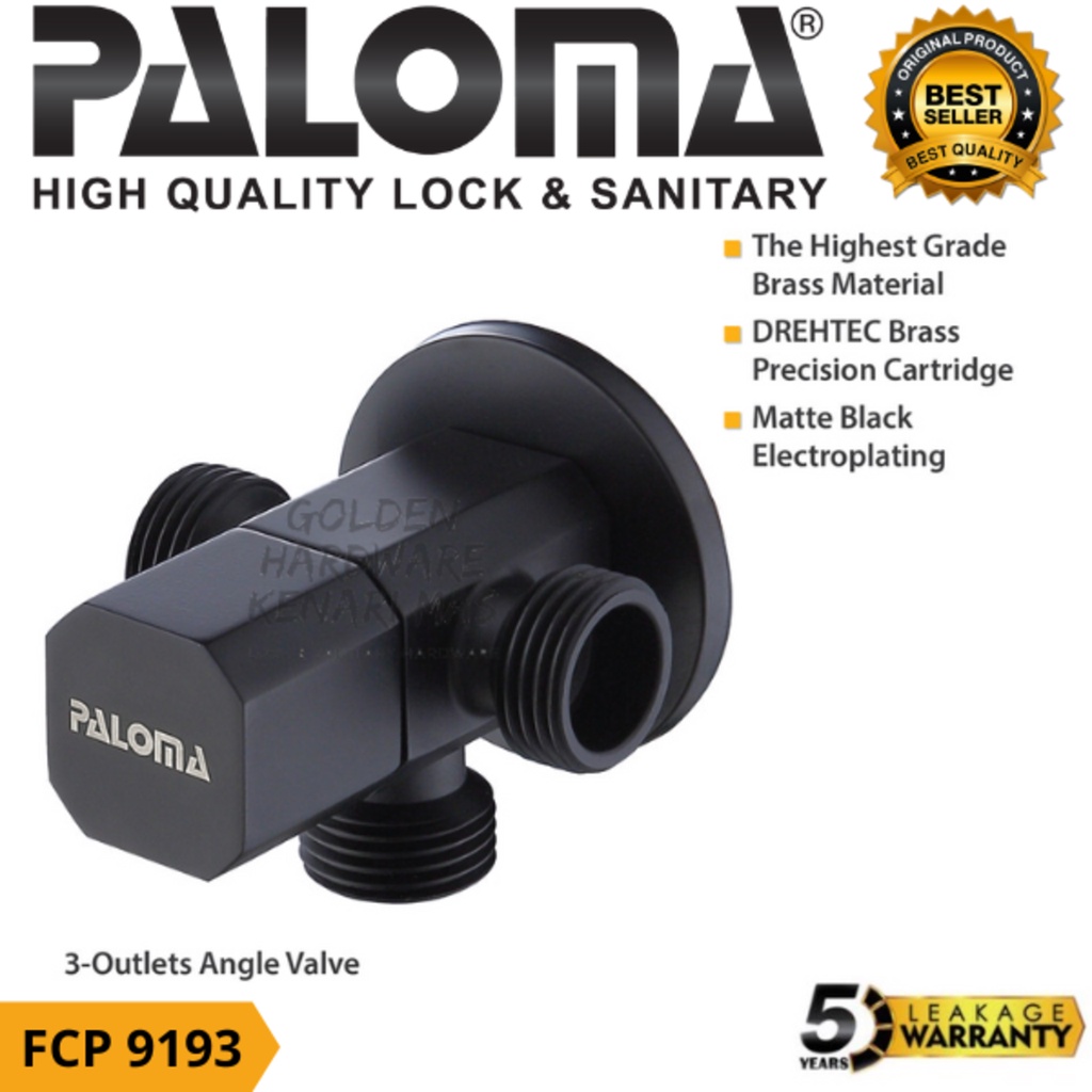 PALOMA FCP 9193 KERAN STOP CABANG 3 TOILET WC JET SHOWER TEMBOK KRAN AIR BRASS HITAM MATTE BLACK