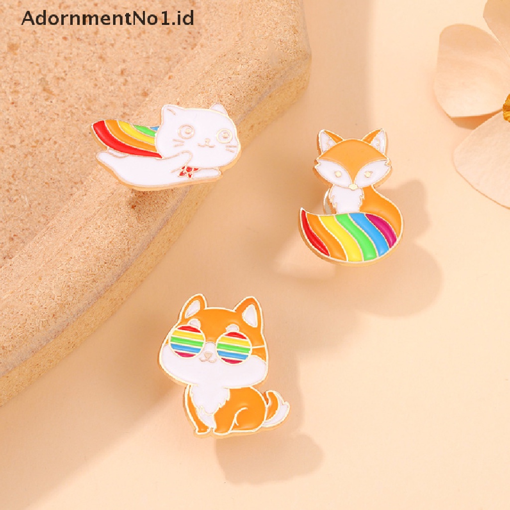 [AdornmentNo1] Hujan Hewan Lucu Enamel Pin Anjing Rubah Kucing Kelinci Kodok Bros Kerah Lencana Ransel Karton Lencana Hadiah Perhiasan Hadiah [ID]