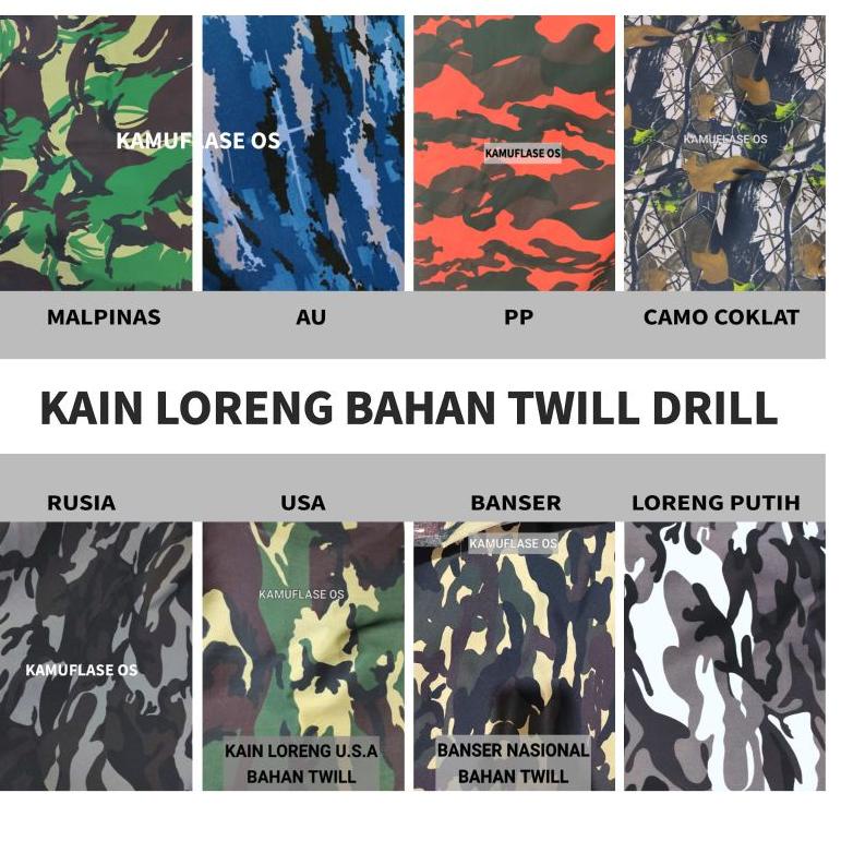 Terbaik Bahan kain Drill Loreng kain Banser PP TNI AD AU lebanon dll - BAHAN TWILL