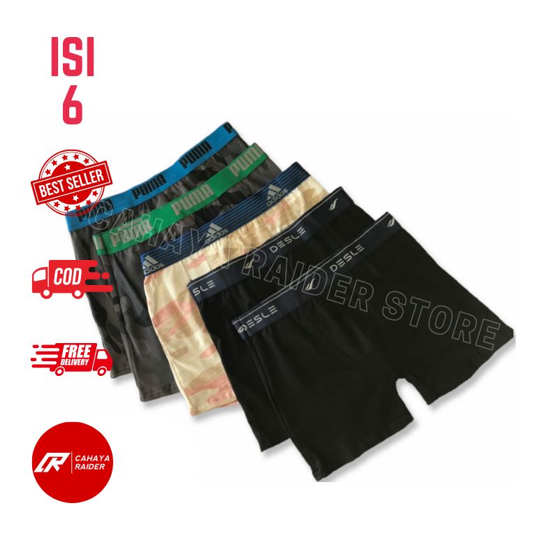 CRD Celana Dalam Pria Boxer katun 6 pcs M L XL XXL