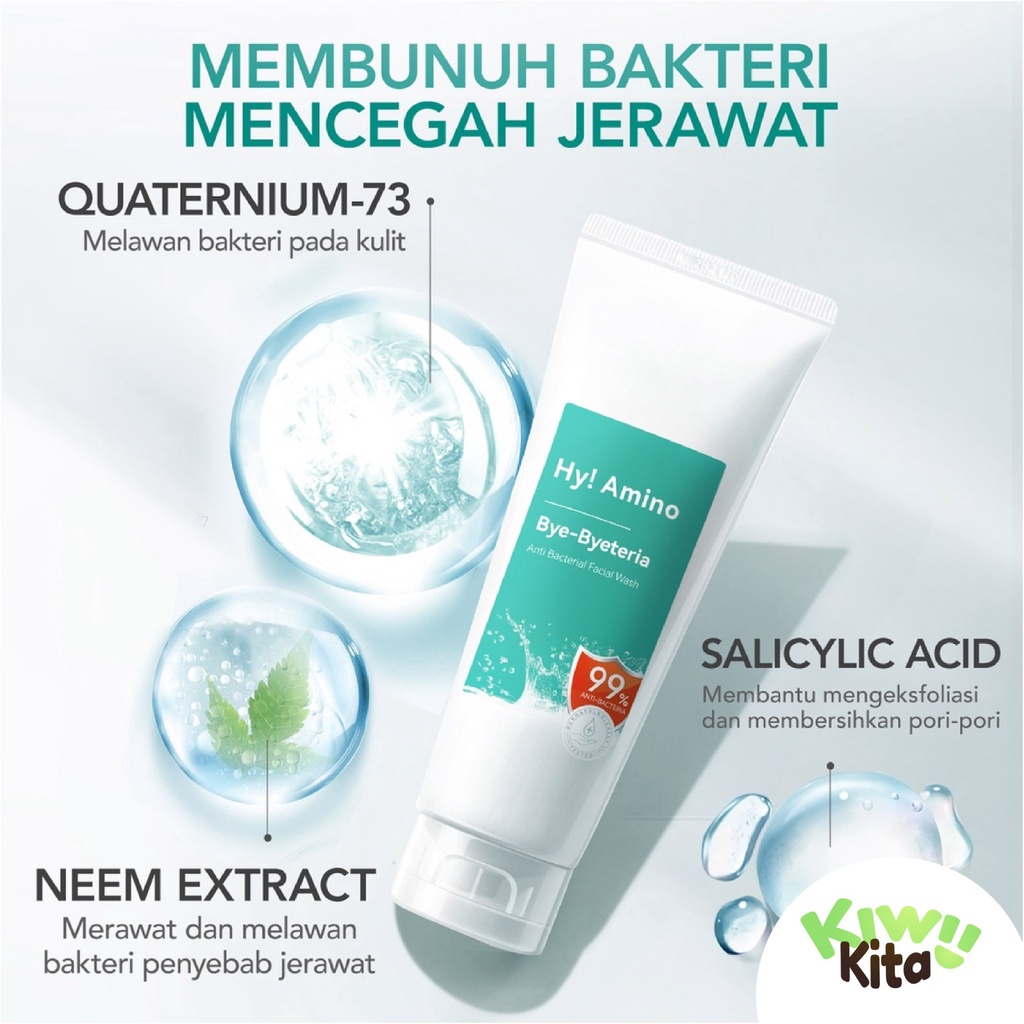 KITA KITA-YOU Hy! Amino Bye-Byeteria Anti Bacterial Facial Wash | Sabun Cuci Muka Anti Bakteri | Ponds Anti Bacterial Cosrx Facial Wash