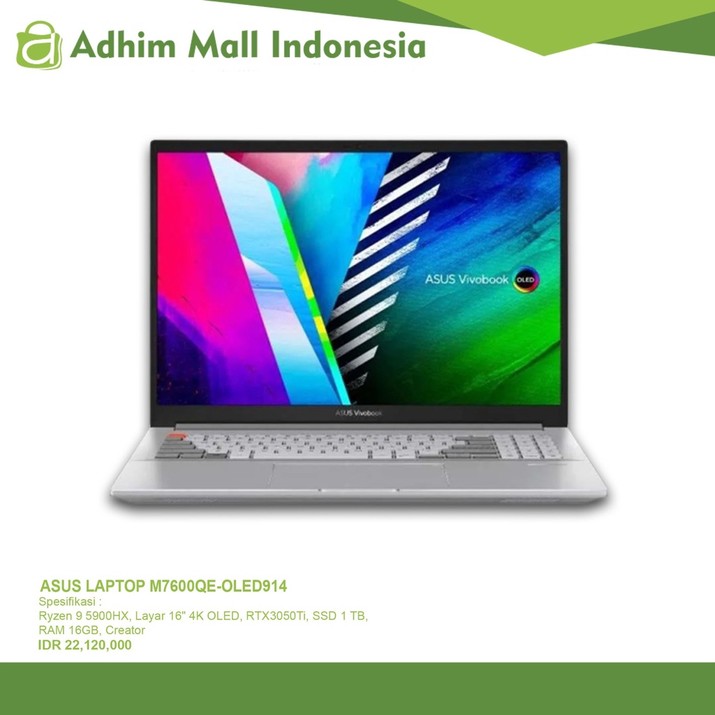 ASUS LAPTOP CREATOR M7600QE-OLED914 Ryzen 9 5900HX RTX 3050Ti, creator, SSD 1TB, RAM 16GB