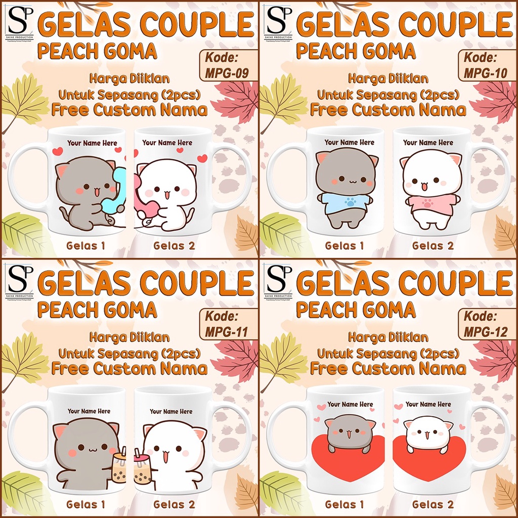 Mug Gelas Peach Goma Edisi Valentine Lucu Bisa Custom Nama