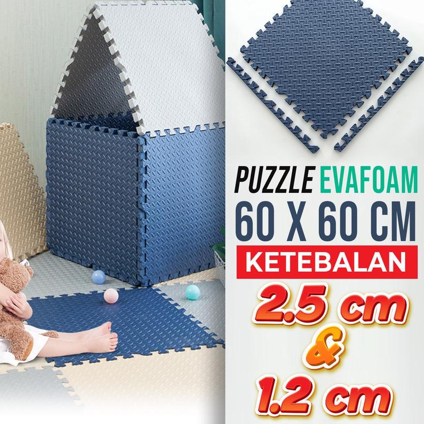 ♔ Hongzhuo Puzzle Evafoam Alas Lantai Polos Premium 60X60 CM Tebal 12MM &amp; 25MM ❀