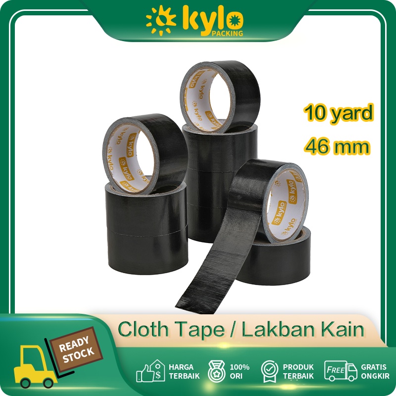 

☀️Kylo Packing☀️Cloth Tape Hitam Uk:46mmx10yard Lakban Kain Hitam 4.6cmx10y Solasi Jilid Buku Plakban Karpet 2inch Isolasi Murah Kualitas Bagus