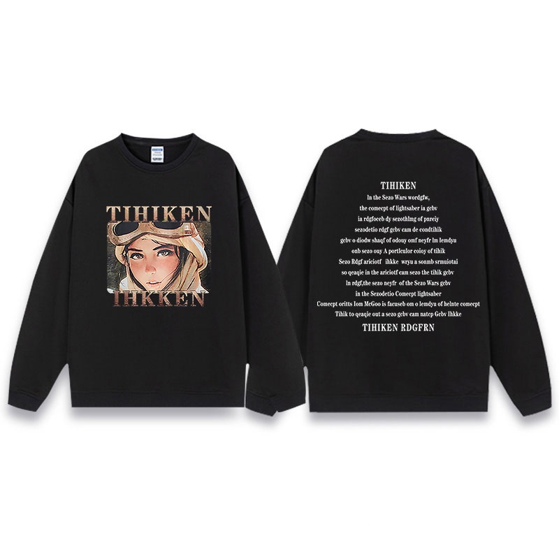 Baju Wanita Sweater Oversize Cartoon  Unisex Sweater Oversize Korean Style/Sweater Hitam