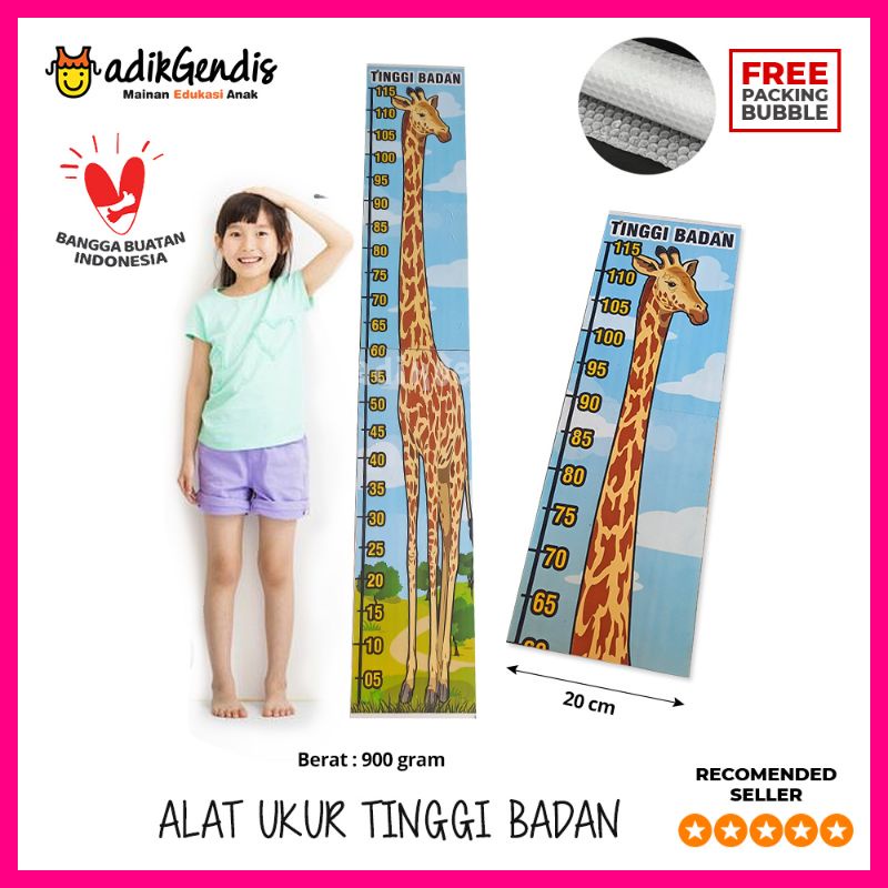 Alat Ukur Tinggi Badan Anak Balok Kayu PAUD / TK / SD / Posyandu