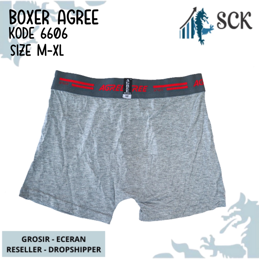 [ISI 2] CD Pria AGREE 6606 Boxer Bahan Katun / Boxer Laki Celana Dalam Cowok - sckmenwear GROSIR