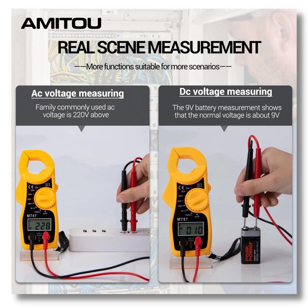 MT87  Digital Clamp Meter Tang Ampere Multimeter MT-87 Kabel Tester Ukur Arus Tegangan Listrik AC DC
