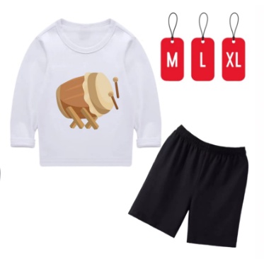 Hzl_outfit Setelan Baju Kaos Anak Laki Laki Tabuh Beduk/ Size M,L,XL