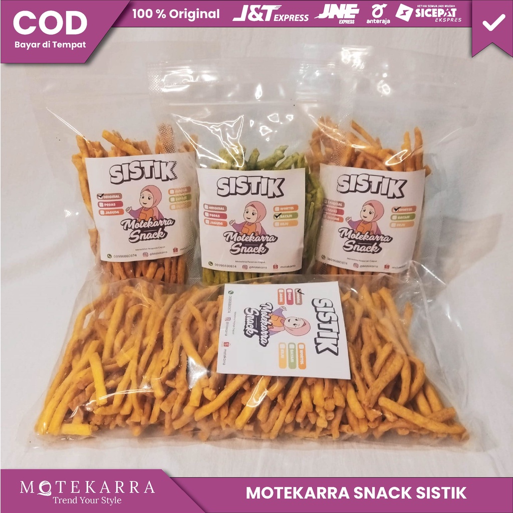 

Sistik Snack / Makanan Ringan Keripik Gurih Rasa Original/Pedas/Wortel/Jagung/Keju/Bayam