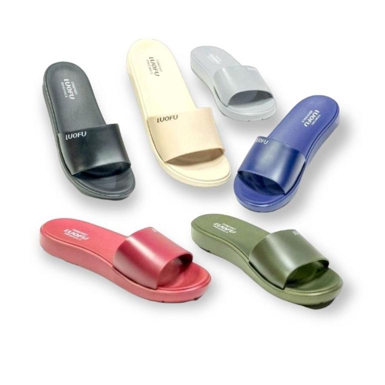 Termurah luofu E 7172/K1W6WP/BW/5WB SANDAL SELOP WANITA RINGAN EMPUK