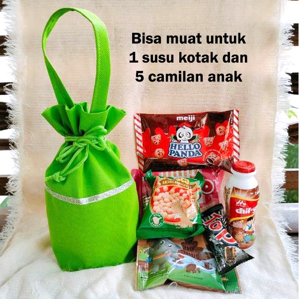 Tas Spounbond Toples Tabung 600 ml 800 ml Idul Fitri Tas Snack Camilan Anak Lebaran