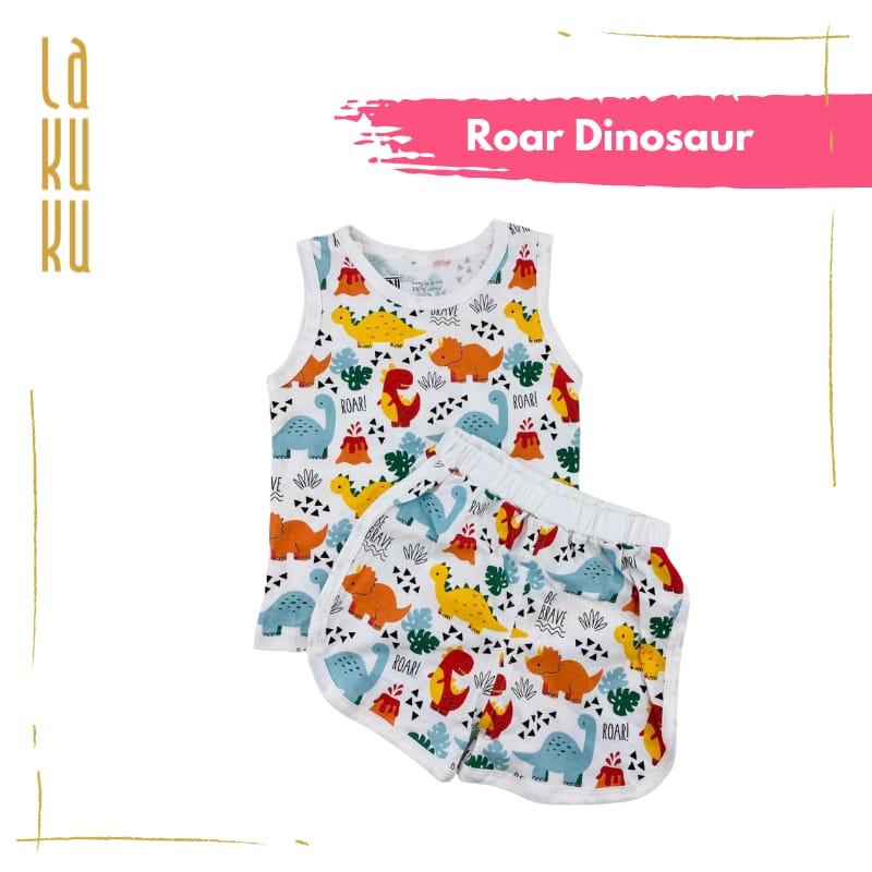 Lakuku - LK Sleeveless Set Setelan Baju Kutung Singlet Celana Anak Cozy is Good