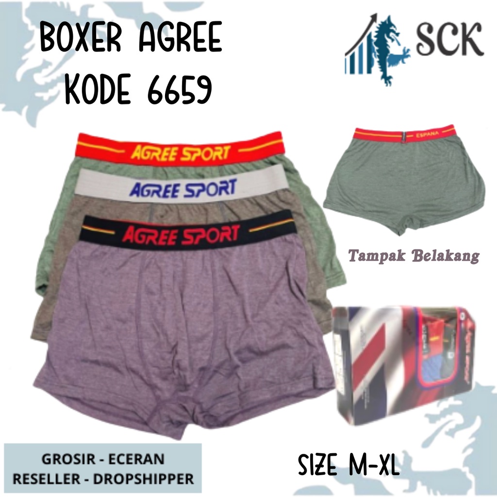 [ISI 3] CD Pria AGREE 6659 MODEL BOXER / Celana Dalam Halus M-XL / Pakaian Dalam Cowok - sckmenwear GROSIR