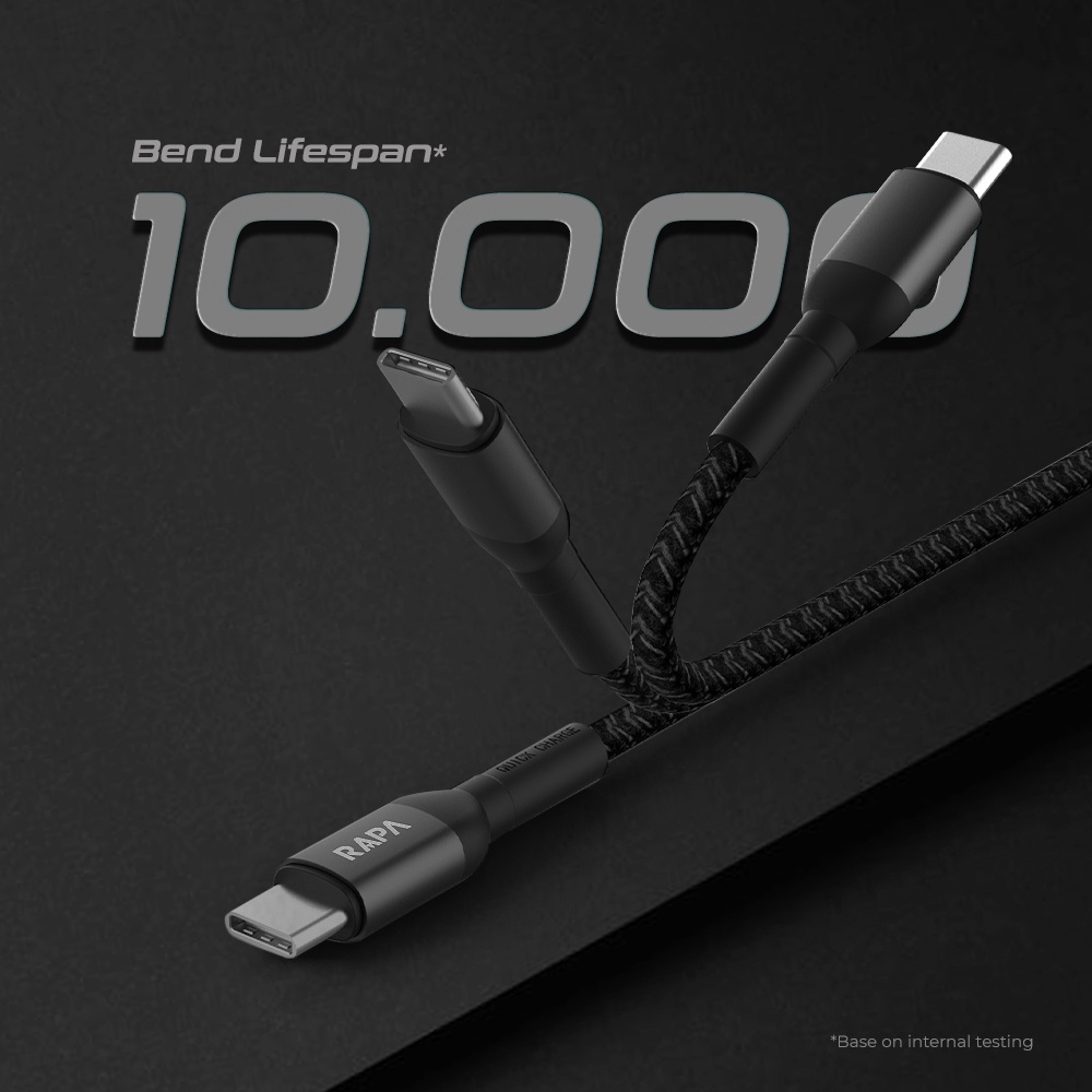 RAPAtech LINE I ORIGINAL KABEL DATA USB TYPE C TO C SUPER FAST CHARGING 60W USB-C to USB-C Cable [DC1013-BLACK]