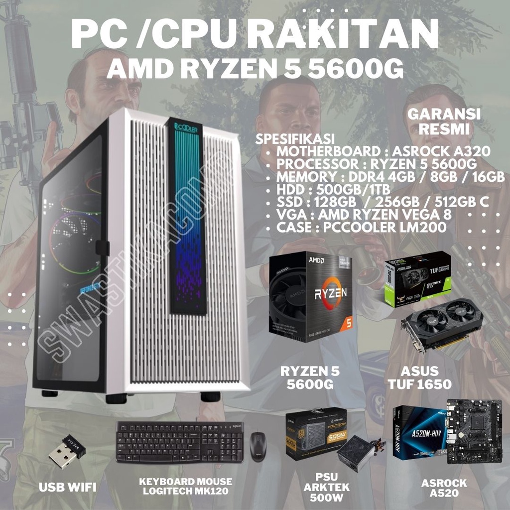 PC Gaming AMD Ryzen 5 5600g GTX1650 4gb PC Gaming / Editing /Rendering